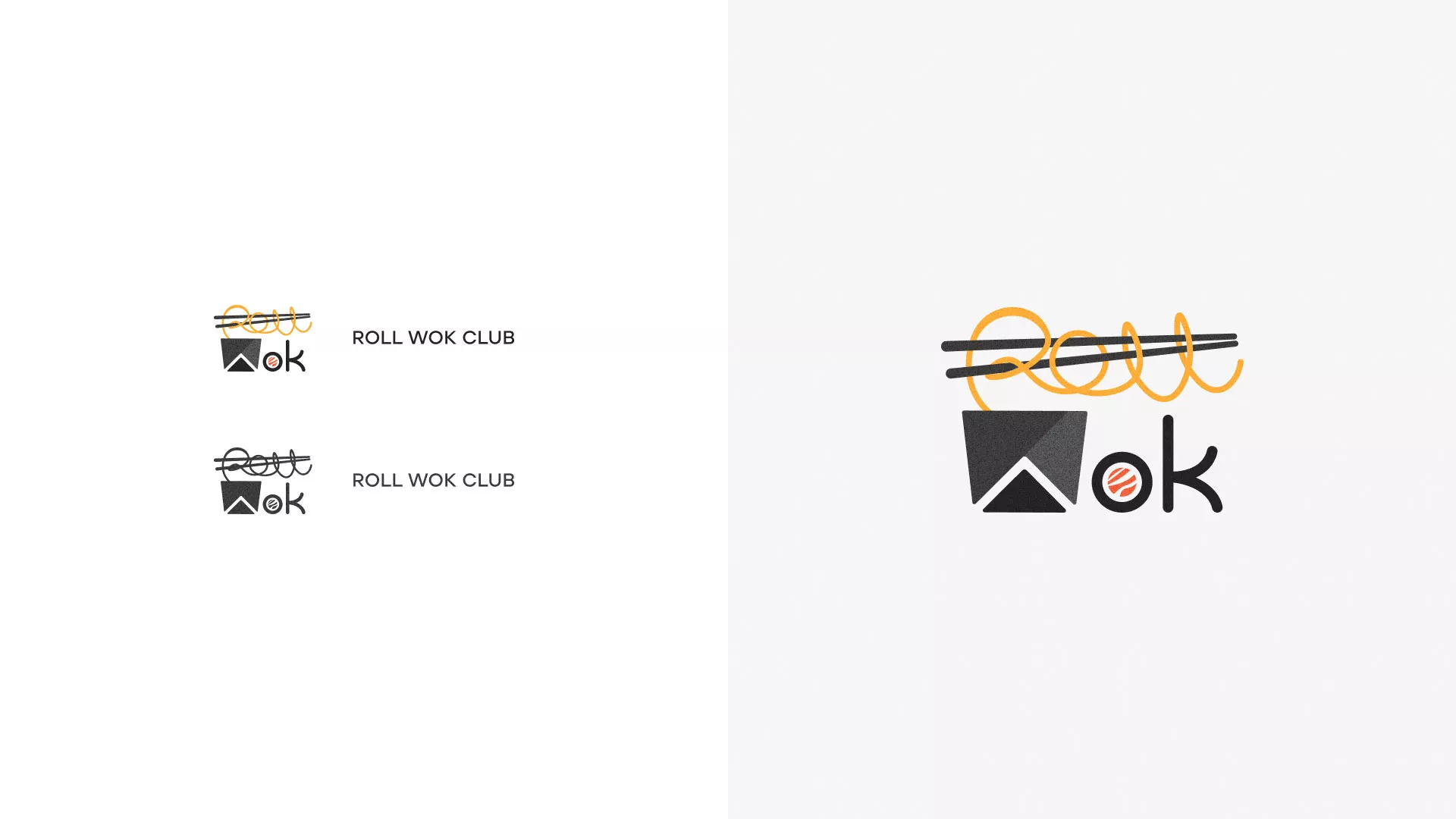 Разработка логотипа суши-бара «Roll Wok Club» в Кусе